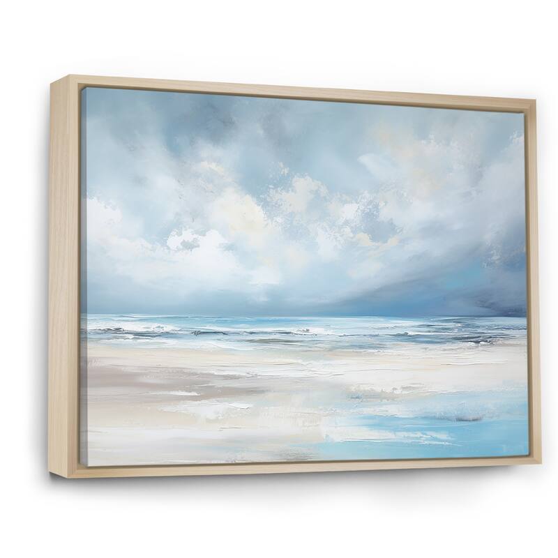 Designart "Coastal Beach Minimal Scenery " Coastal Ocean Framed Wall Art Living Room