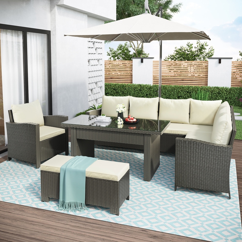 Aura 6 piece outdoor sales patio wicker rattan set