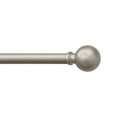 5/8" Drapery Single Curtain Rod Set with Sphere finials_Silver