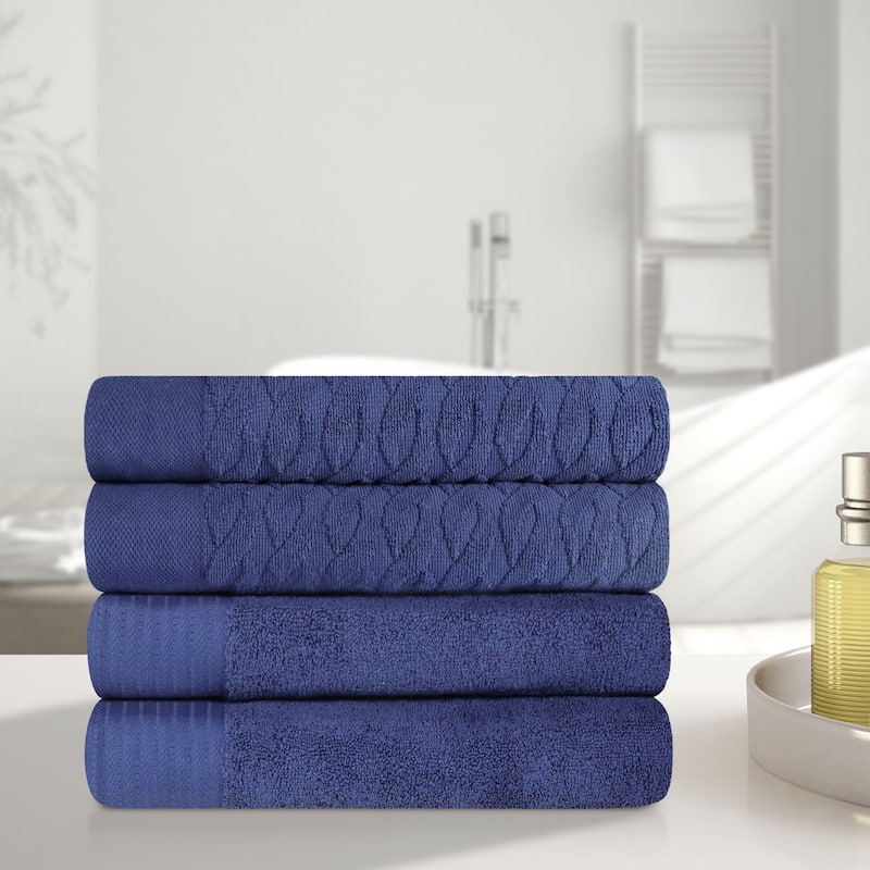 Turkish Cotton Herringbone and Solid Bath Towel Set by Superior
