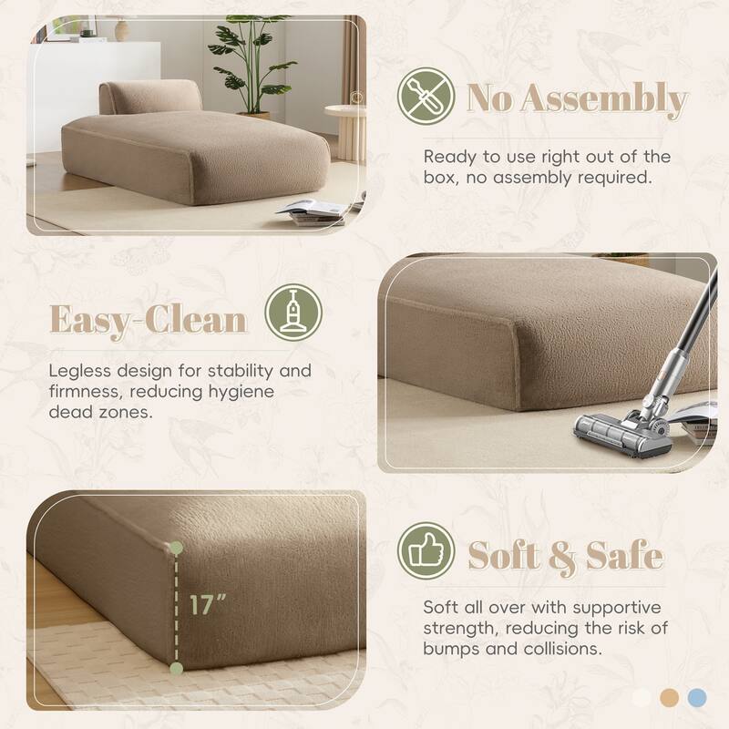 Roomfitters Right-Facing Modular Sofa with Foam-Filled Seat, Compressed Floor Couch for Living Room, No Assembly Needed