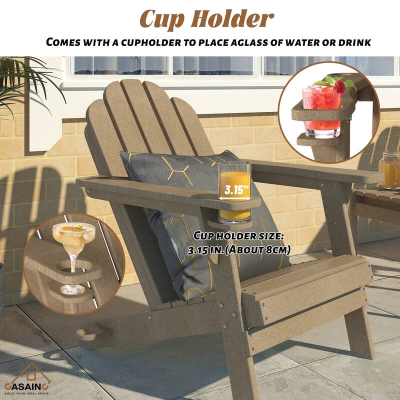34.5 in. 5-Piece Metal Patio Fire Pit Set, Fire Pit Table and Adirondack Chairs with Cup Holder and Umbrella Holder
