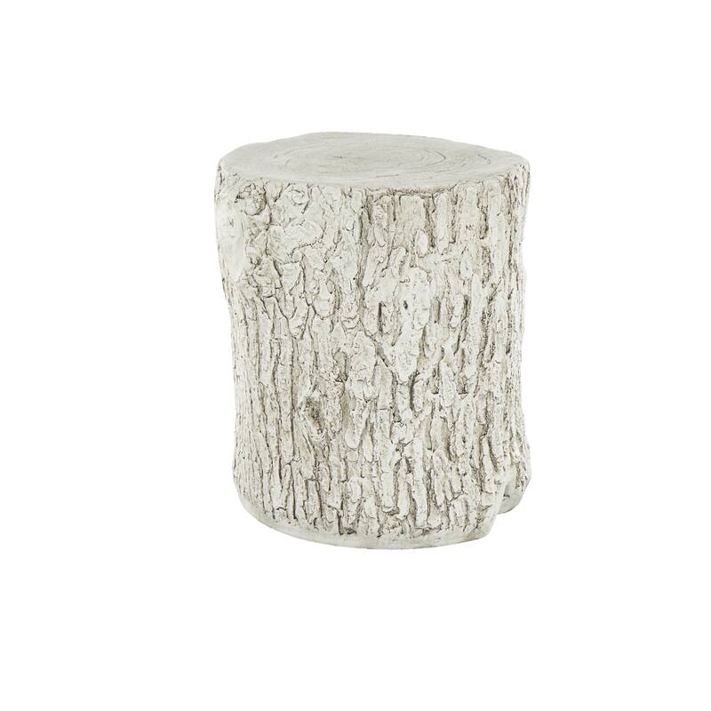 Magnesium Oxide Owl Tree Trunk Garden Stool with Brown Accents - White - Roche River Decor