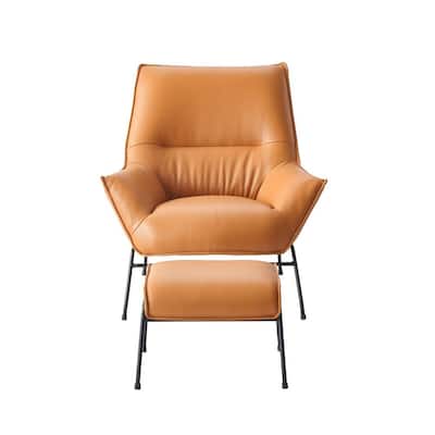 Top Grain Leather Chair with Ottoman