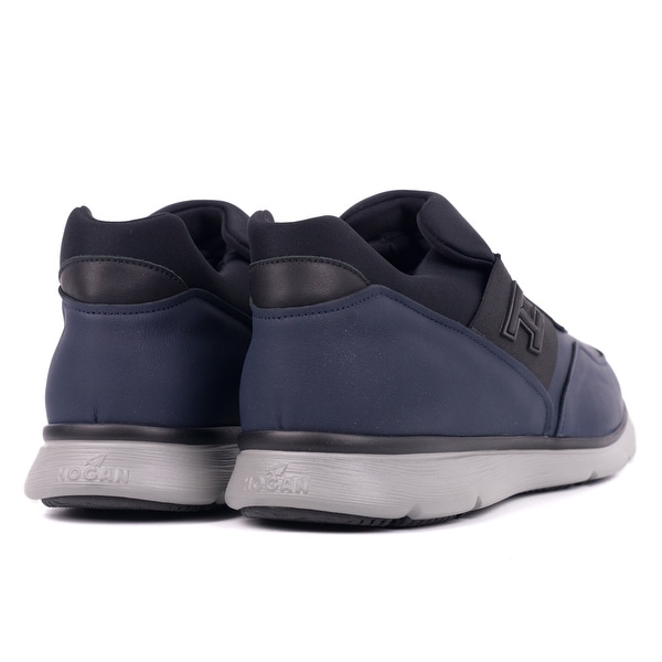 navy blue leather trainers womens
