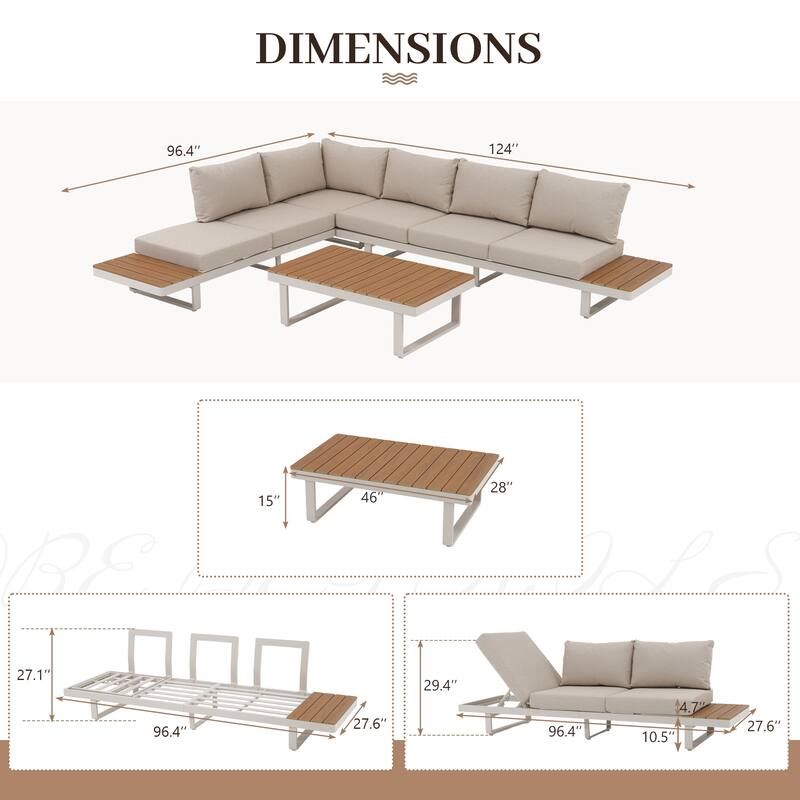 Outdoor Modular Aluminum Patio Conversation Set