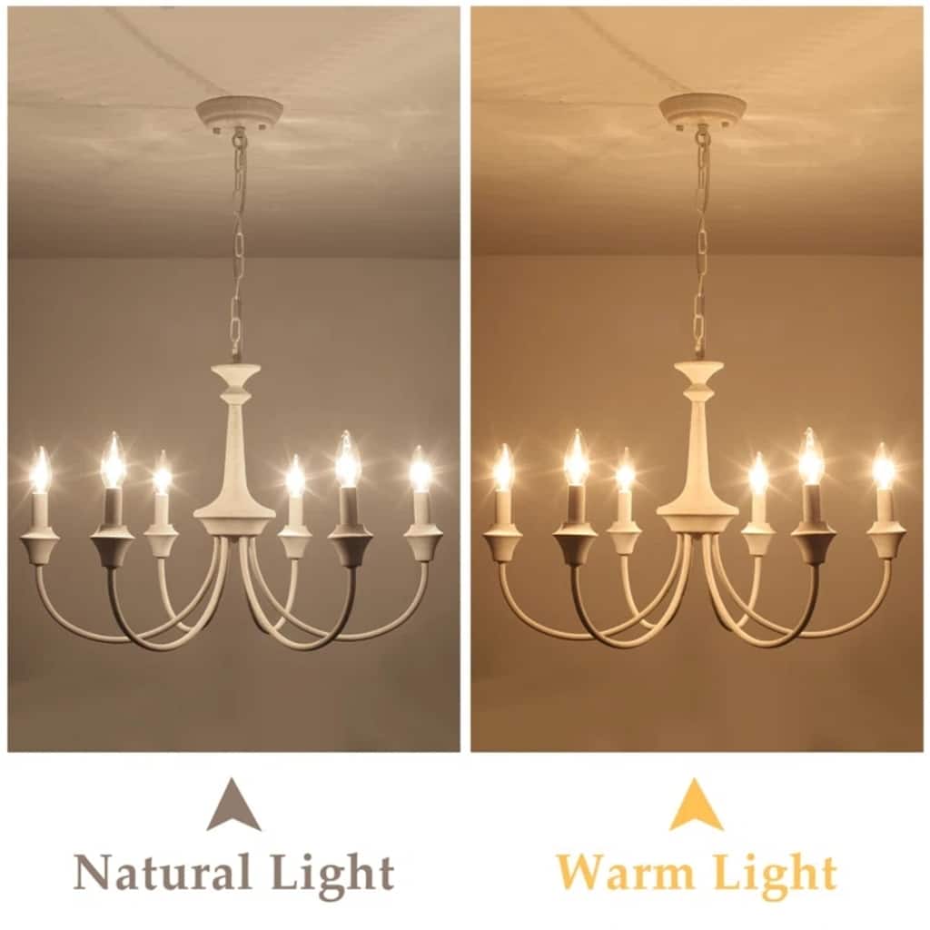 6-Light Modern Chandelier , Farmhouse Candle Chandelier for Dining Room Living Room Bedroom Kitchen - W24.4"x H15.55"