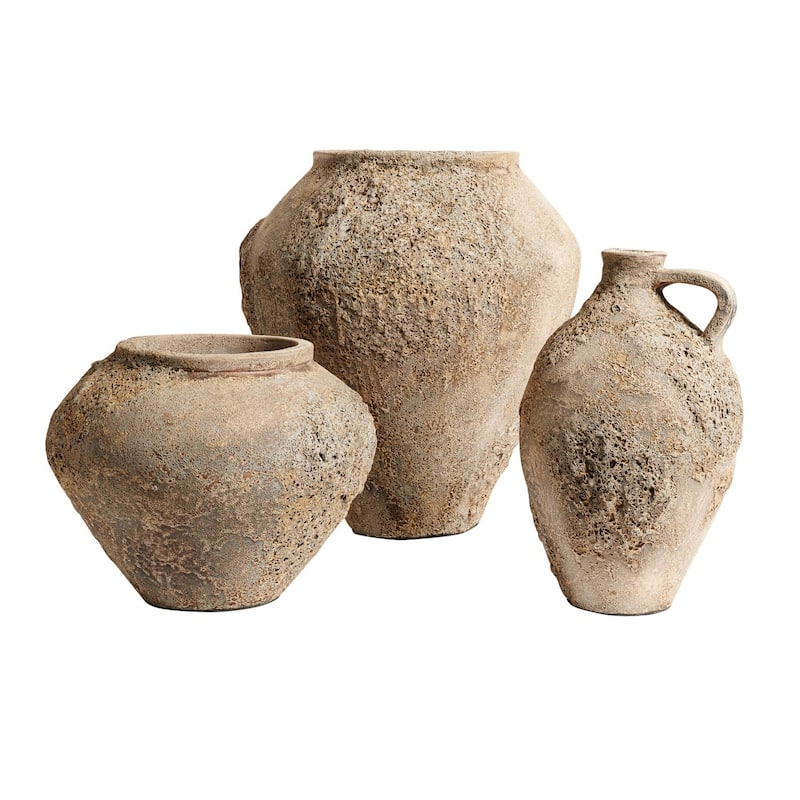 Handmade Standing Jug Vase - 16.5" - Brown