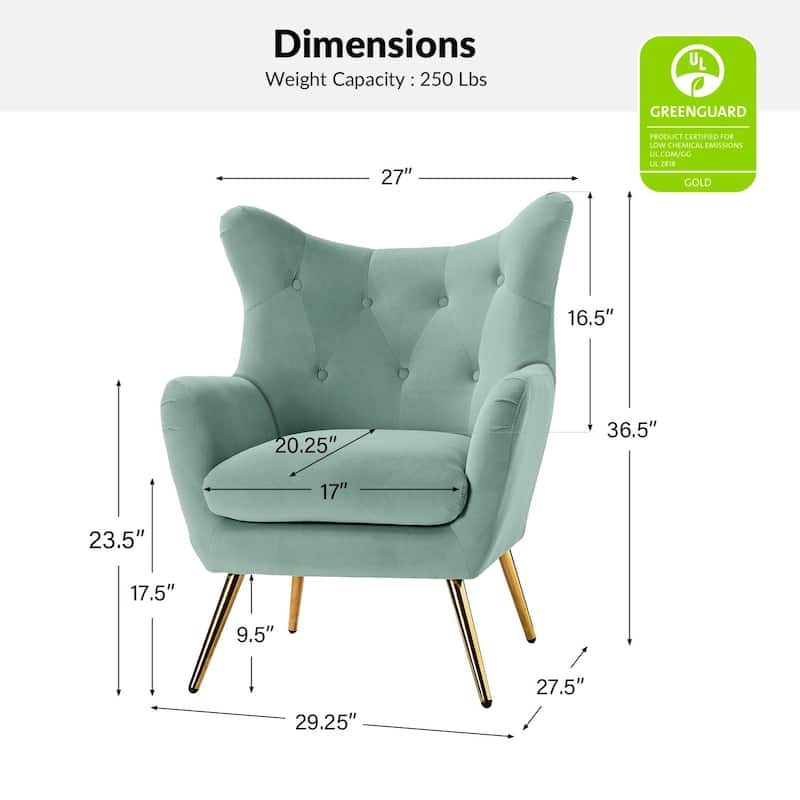 Eusebio Modern Velvet Accent Chair with Tufted Wingback for Living Room Set of 2 by HULALA HOME