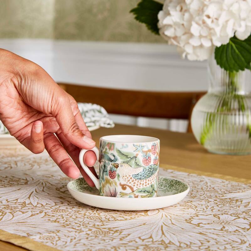 Portmeirion Morris & Co Espresso Cup & Saucer Asst, Set of 4 - 2.6 in x 4.8-in