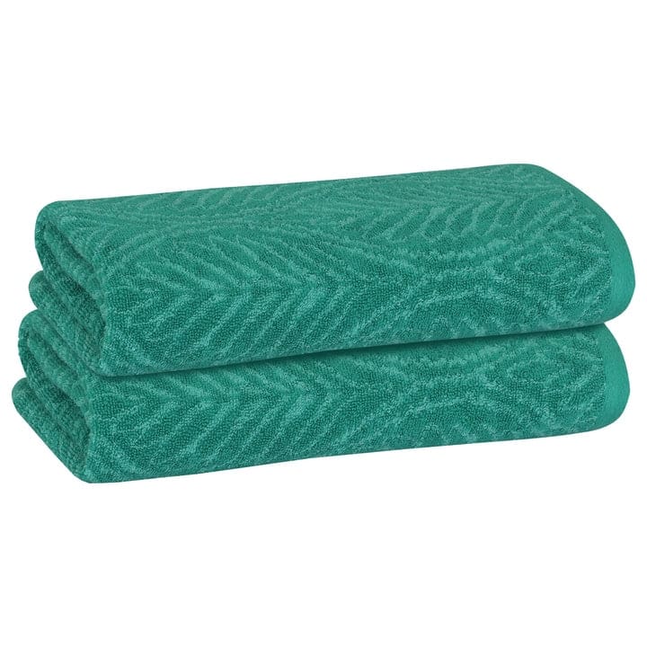PREMIUS 2 Pack Leaf 100% Cotton Yarn Dyed Bath Sheet, 32x64 Inches - 32x64 Inches