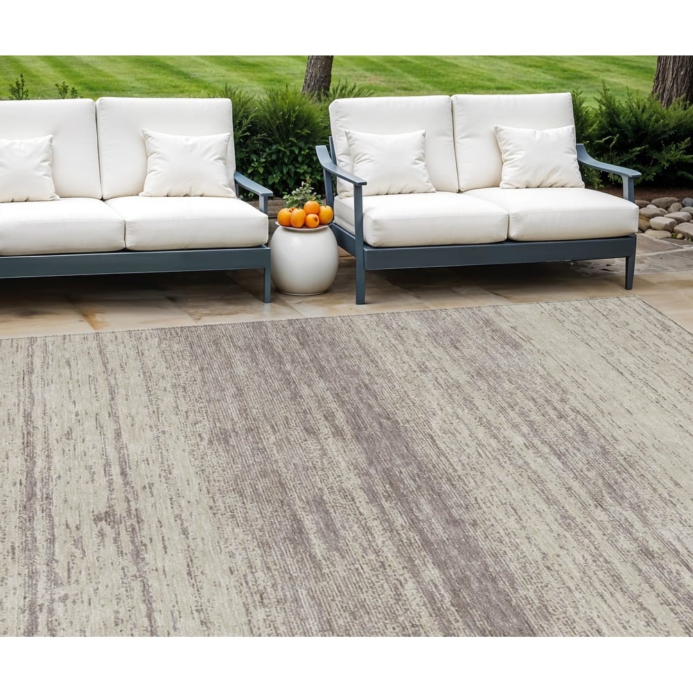 HomeRoots Striped Transitional Rectangle Outdoor Rug