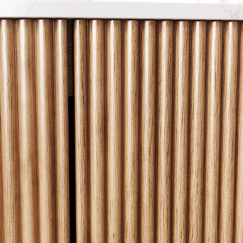 GDFStudio - Dina Modern 30" Floating Bathroom Vanity with Striped Curved Drawer & White Round Ceramic Basin, WITHOUT Faucet