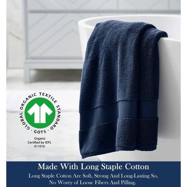 Delara Organic Cotton Luxuriously Plush Bath Towel, GOTS & OEKO-TEX Certified, 650 GSM Long Staple, Quick Dry & Ultra-Absorbent