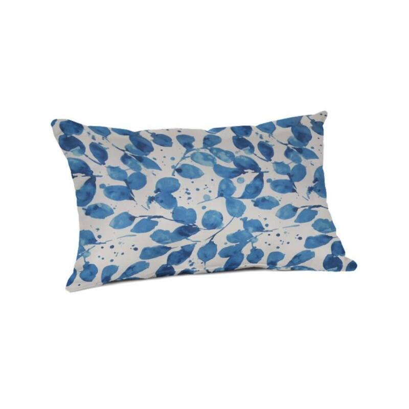 Casual Cushion Floral 1-Piece Indoor/Outdoor Lumbar Pillow, 19"W x 12"L - 19"W x 12"L - Grove Neptune