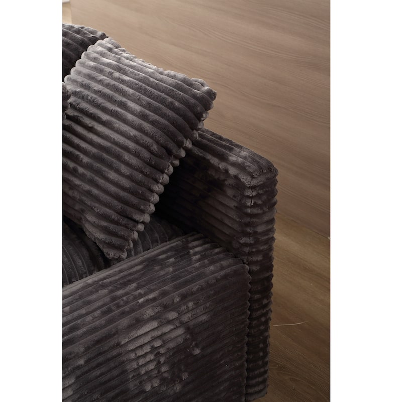 Corduroy Convertible Chair Bed with Removable Back Cushions and 350lb Capacity