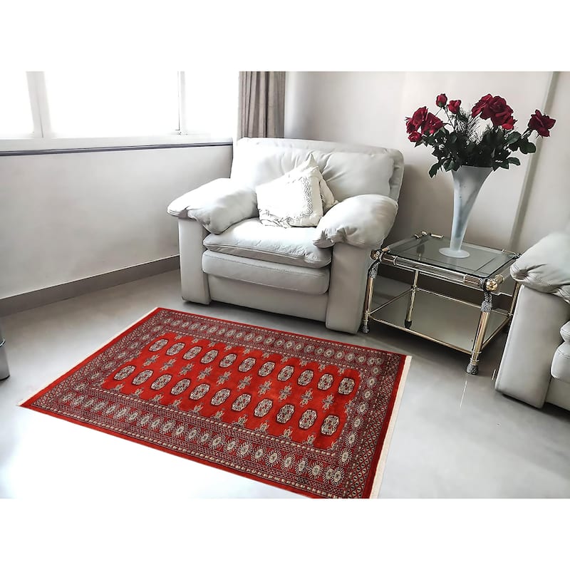 Rustic Bokhara Buchanan Rust/Beige Hand Knotted Wool Rug - 3'11'' x 5'9''