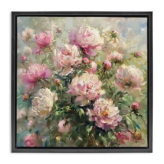 Stupell Floral Peony Bunches Framed Floater Canvas Wall Art Design By ...