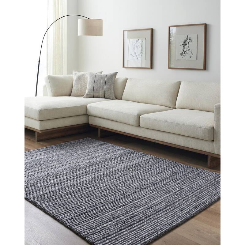 Vasquez Rustic Solid Area Rug - Black,Off-White - 10' x 14'