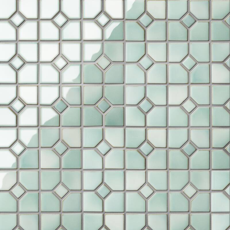 Merola Tile Hudson Oxford Mint Green 11-3/8" x 11-3/8" Porcelain Mosaic Floor and Wall Tile