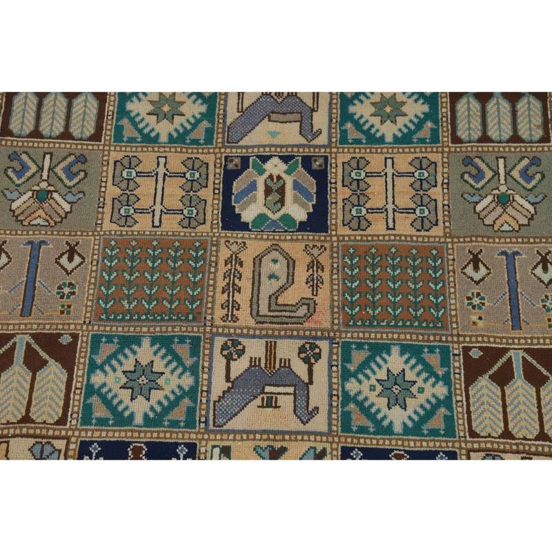 Hand Knotted Oriental 100% Wool Carpet Traditional Geometric Multi-Colored Bakhtiari Area Rug - 9' 10'' X 5' 8''