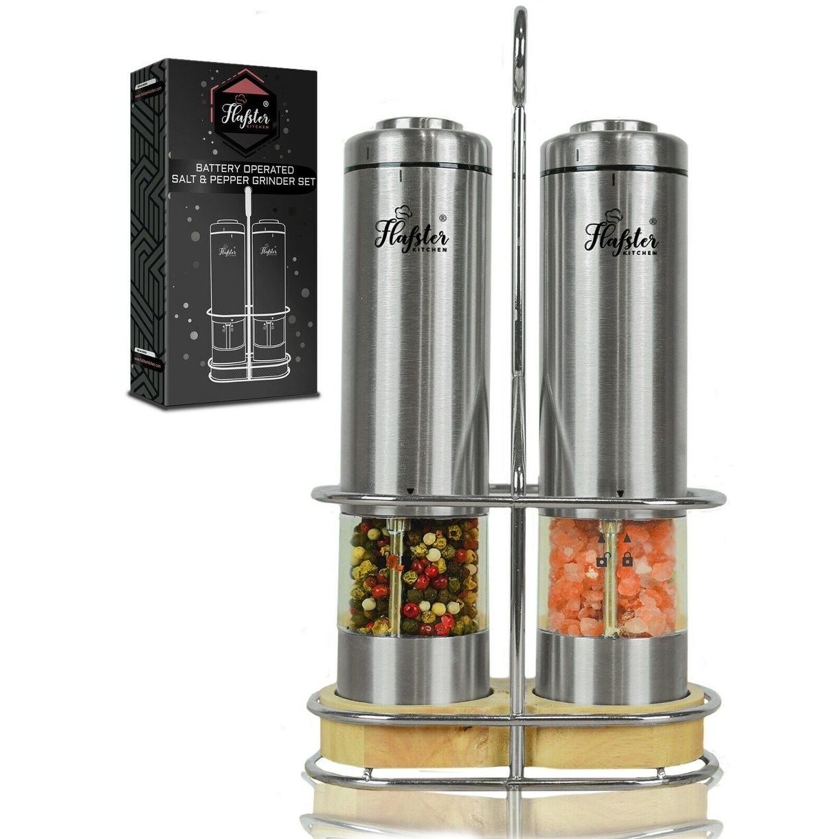 Salt and Pepper Grinder Set, Original Pump are Refillable, Modern