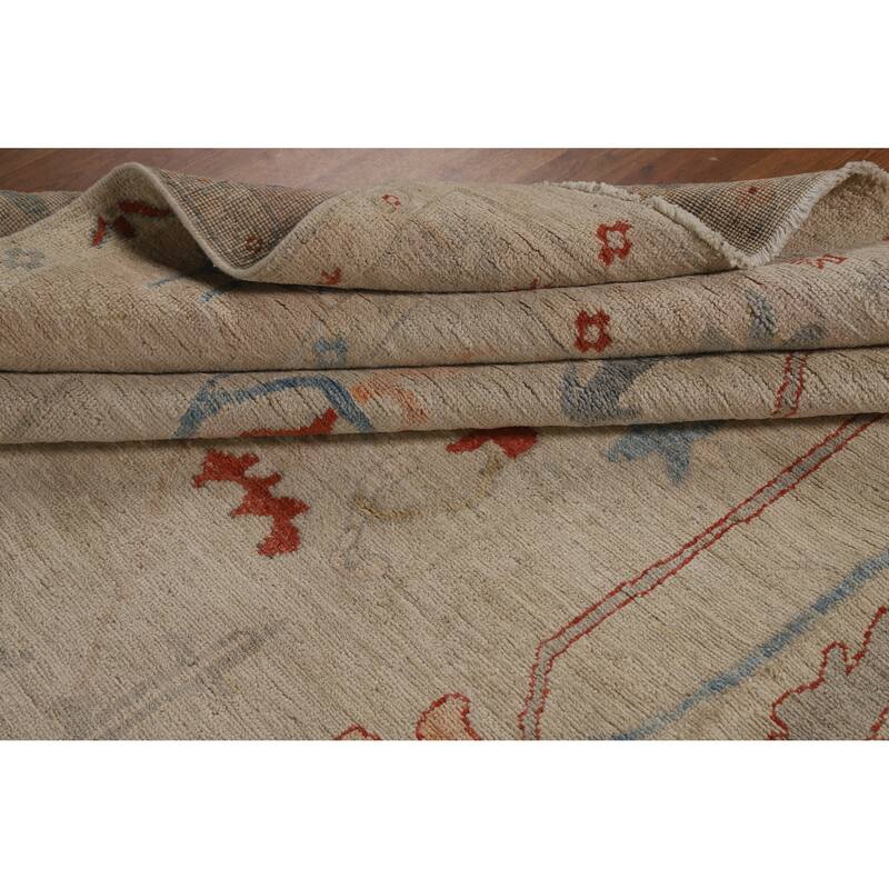 Transitional Vegetable Dye Oushak Turkish Rug Handmade Wool Carpet - 7'11"x 10'2"