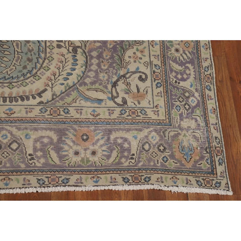 Flora Blue Tabriz Persian Area Rug Traditional Handmade Wool Carpet - 6'6"x 9'5"