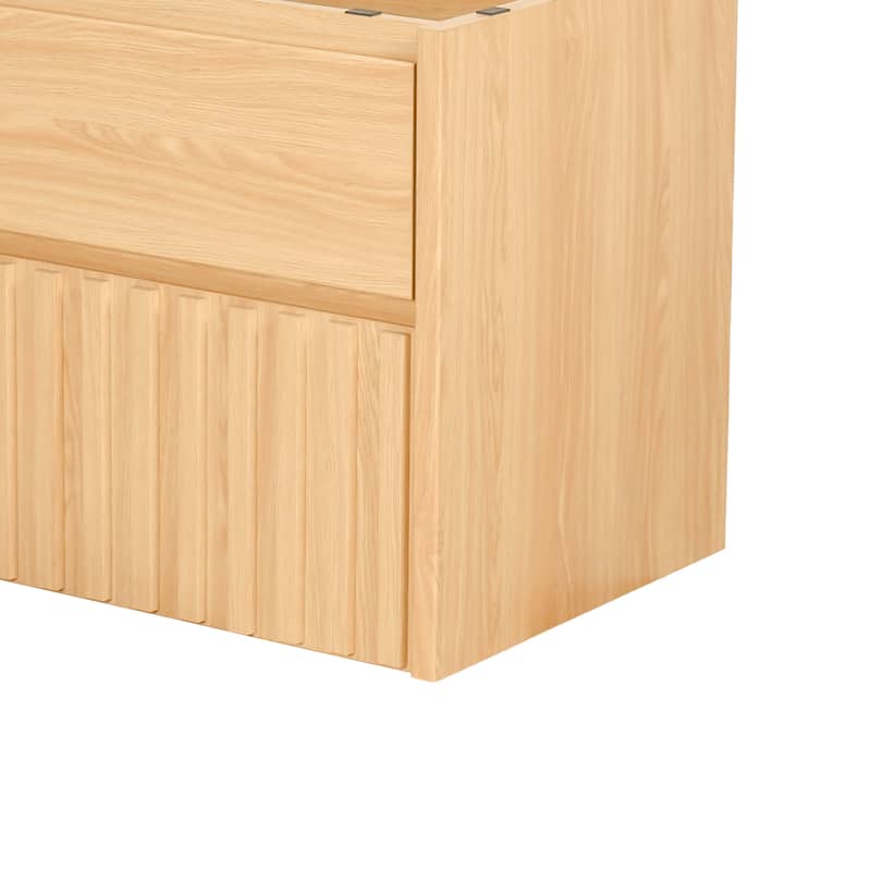 Sherwin Slat Modern Coastal 2-Drawer Wall Mounted Bath Vanity Cabinet Only (Sink Basin Not Included), By JONATHAN Y