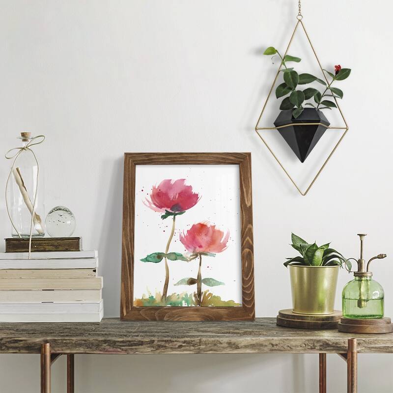 Pink Fleurs I -Framed Print w/glass-Cherry Red