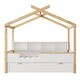 preview thumbnail 3 of 6, White Full Size Wooden House Bed with Original Wood Colored Frame and Storage