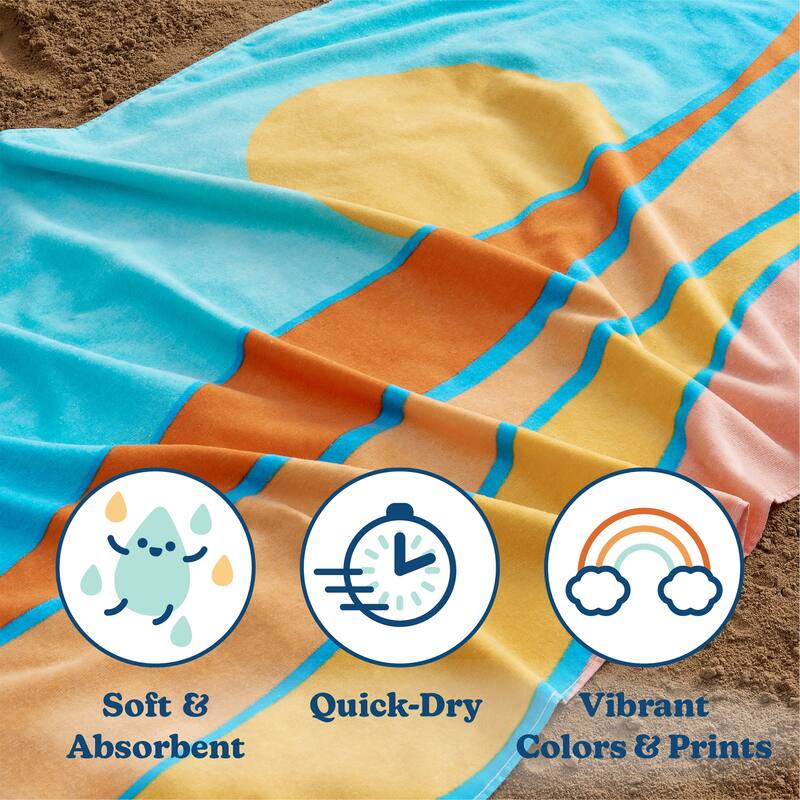 Linery & Co. 100% Cotton Printed Beach Towel for Kids, 30" x 60"