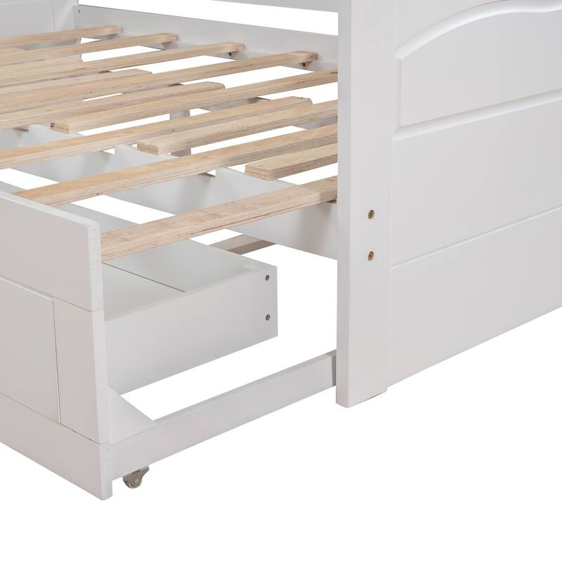 White Twin Pine Extendable Daybed with Drawers