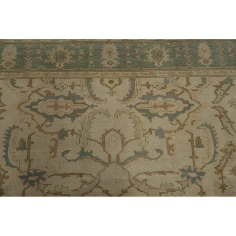 Hand Knotted Oriental 100% Wool Carpet Traditional All-Over Beige & Ivories Ziegler Area Rug - 9' 5'' X 7' 8''