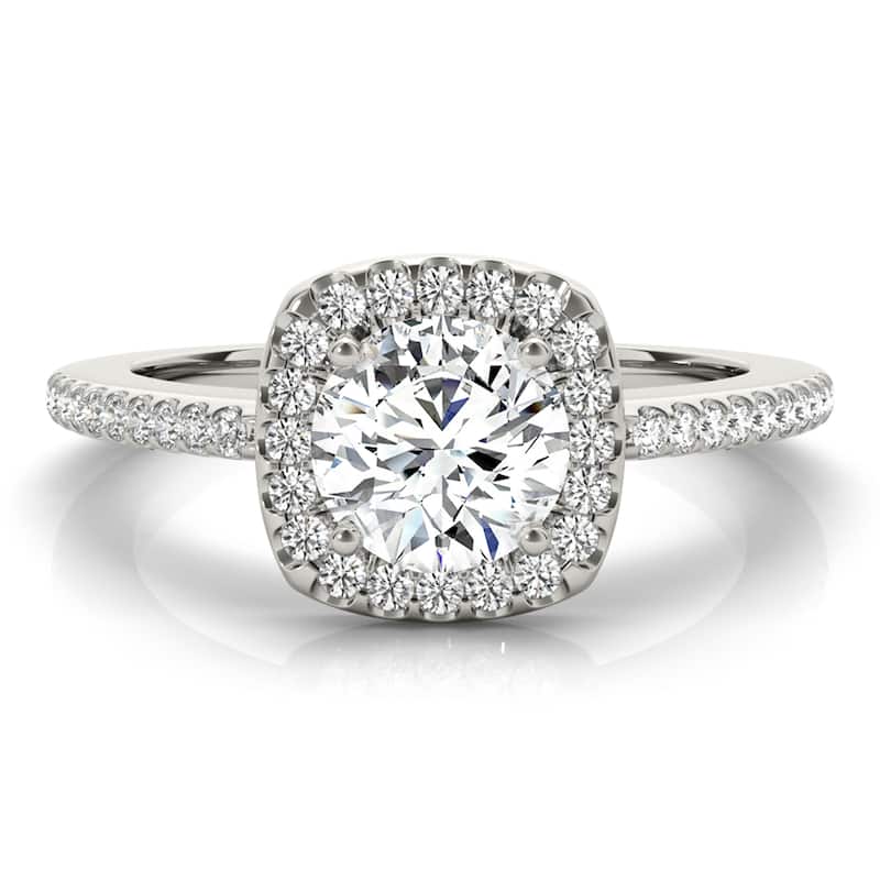 Auriya 14k-White Gold Lab Grown Round Diamond Halo Engagement Ring 0.50 to 5.00 ct. tw. (F-G VS)