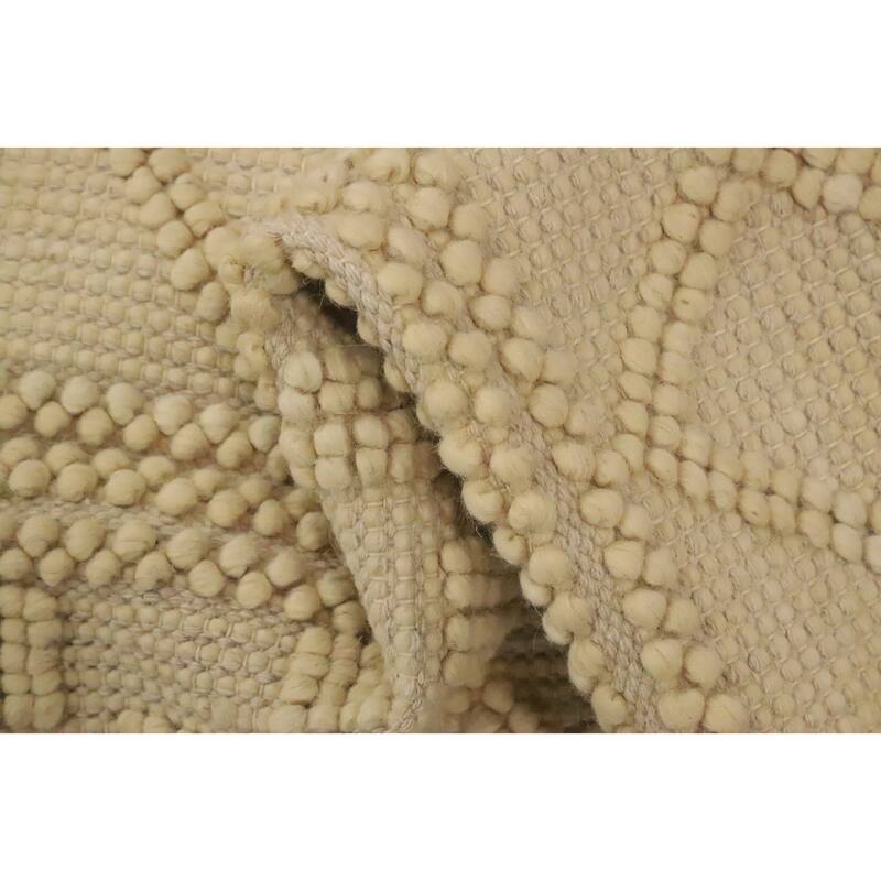 Hand Knotted Oriental 100% Wool Carpet Modern Geometric Beige & Ivories Modern Gotti Design Area Rug - 3' 0'' X 2' 0''