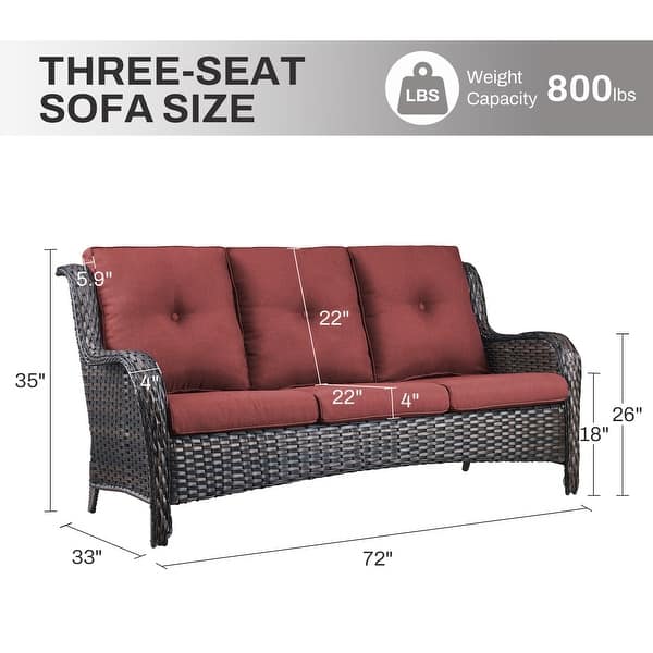 dimension image slide 4 of 5, Gymojoy Outdoor Wicker 3 Seater Sofa Furniture Outdoor Sofa