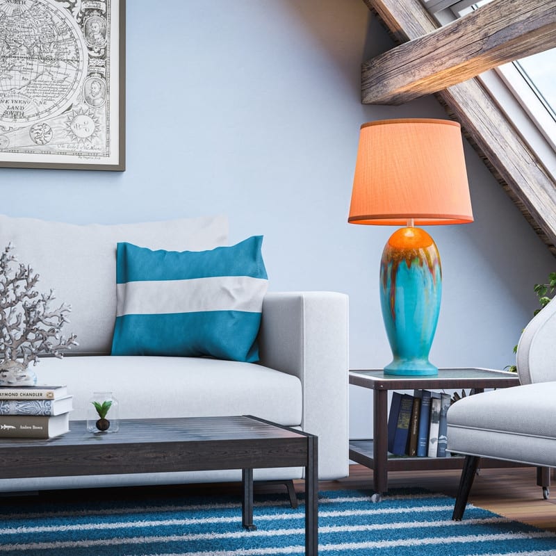 Kenroy Home Tucson Ceramic Table Lamp - Teal