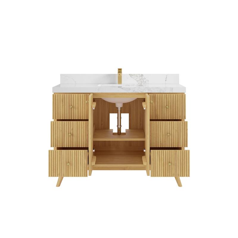 Willow Collections 48 in. W x 22 in. D Pasadena Solid Teak Single Sink Bathroom Vanity with Countertop
