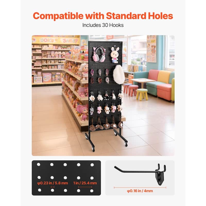Metal Pegboard Display Stand with Hooks for Shop or Garage
