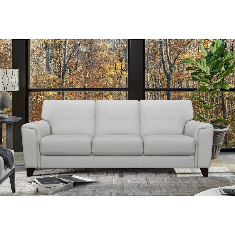 Bergen 87" Leather Upholstered 3-Seater Sofa - Grey