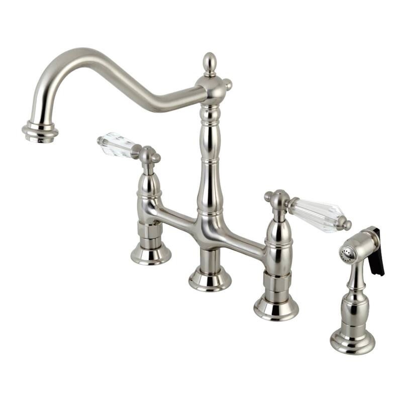 Kingston Brass Wilshire 1.8 GPM Bridge Kitchen Faucet - Includes Side - Brushed Nickel