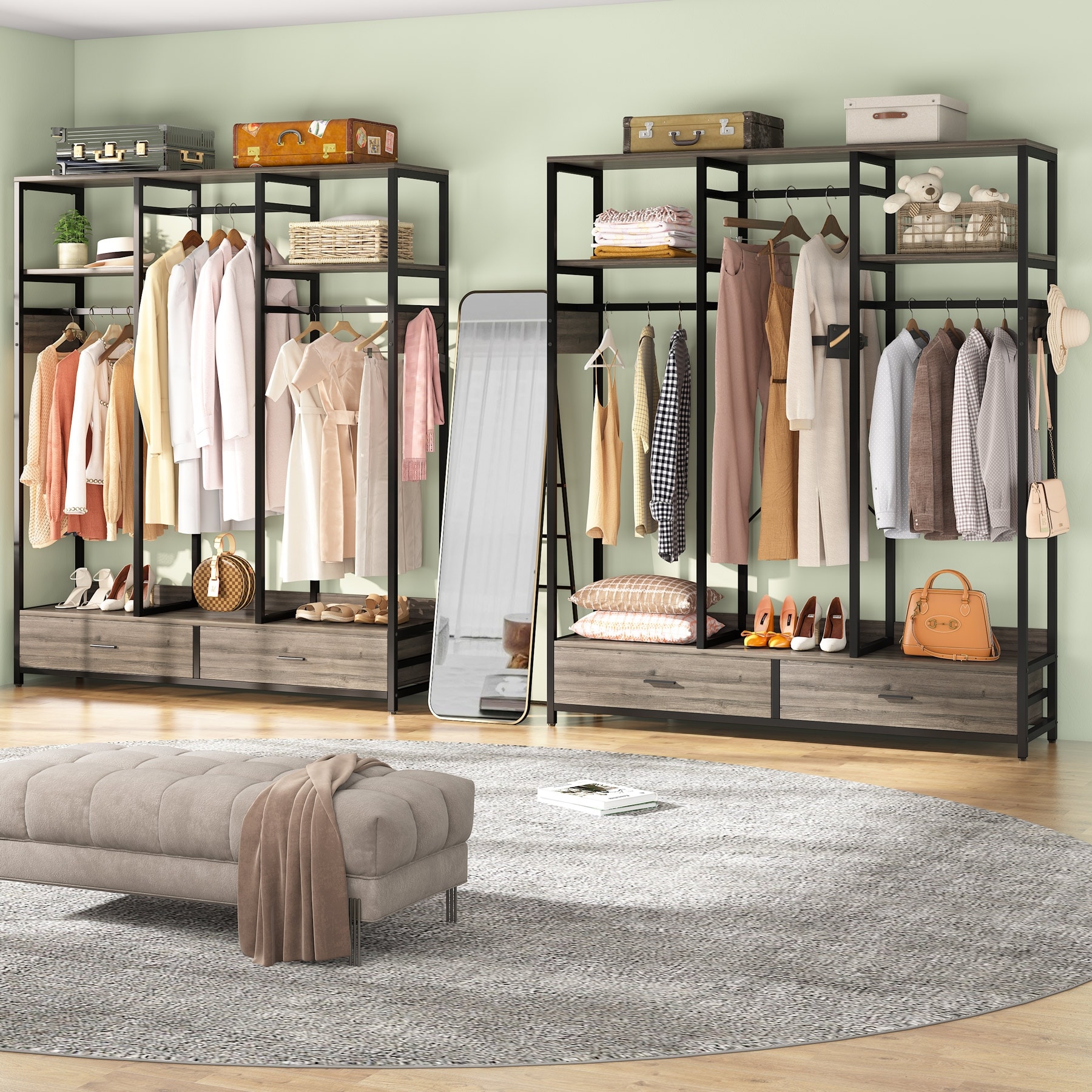 Wooden clothing closet freestanding closet garment rack with shelf - Bed  Bath & Beyond - 35204663