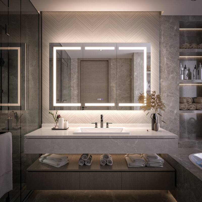 Modland 48"-72"W x 36"H Lighted Bathroom Medicine Cabinet with Backlit & Frontlit Modes,Anti-Fog