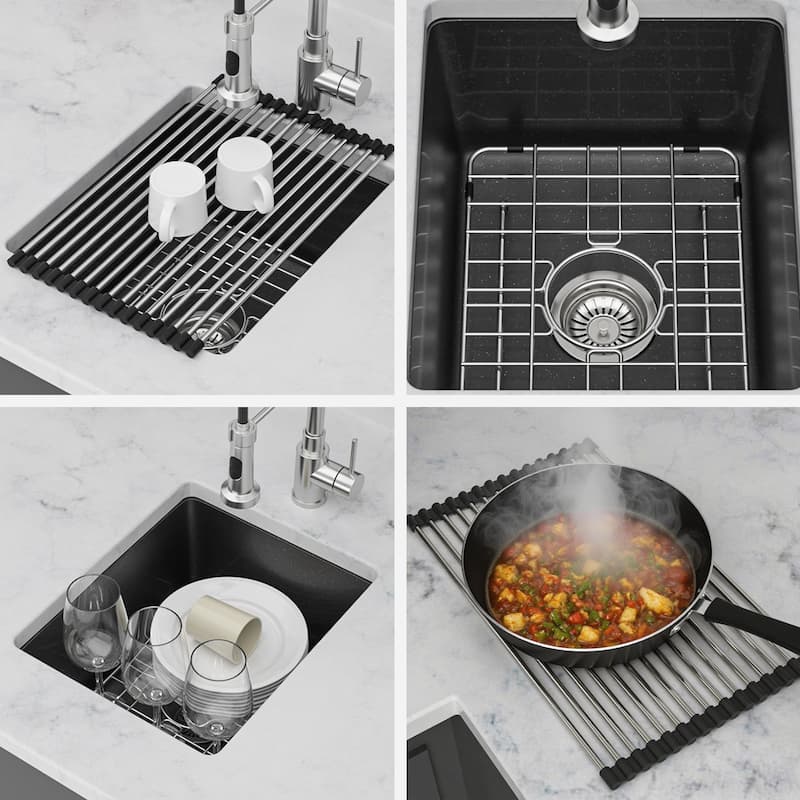 14.82" Undermount Single Bowl Quartz Kitchen Sink - 14.82'' x 17.55'' x 8.38''