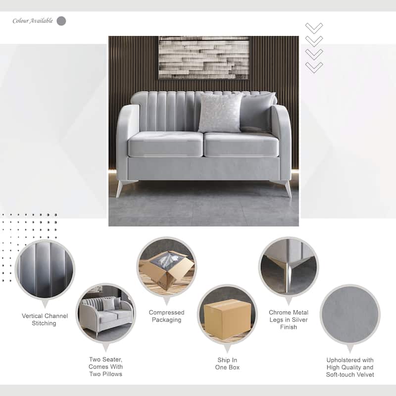 CraftPorch Vertical Channel Tufted Velvet Upholstered Loveseat