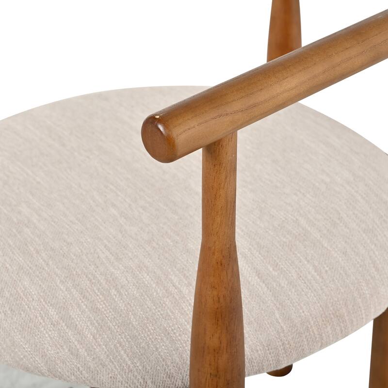 Haven Mid-Century Modern Rubberwood Dining Chairs with Cushioned Seat - Set of 2