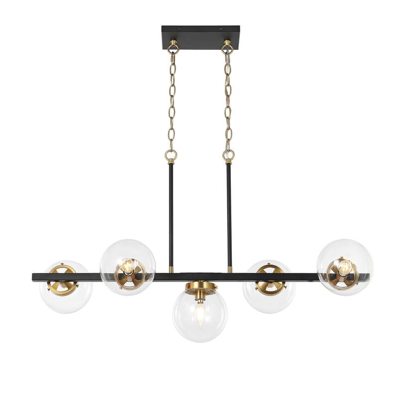 GetLedel 5-Light Kitchen Island Linear Pendant with Glass Globe Shades