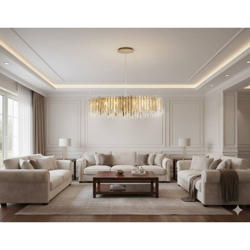 Transitional 16-Light Gold Crystal Chandelier