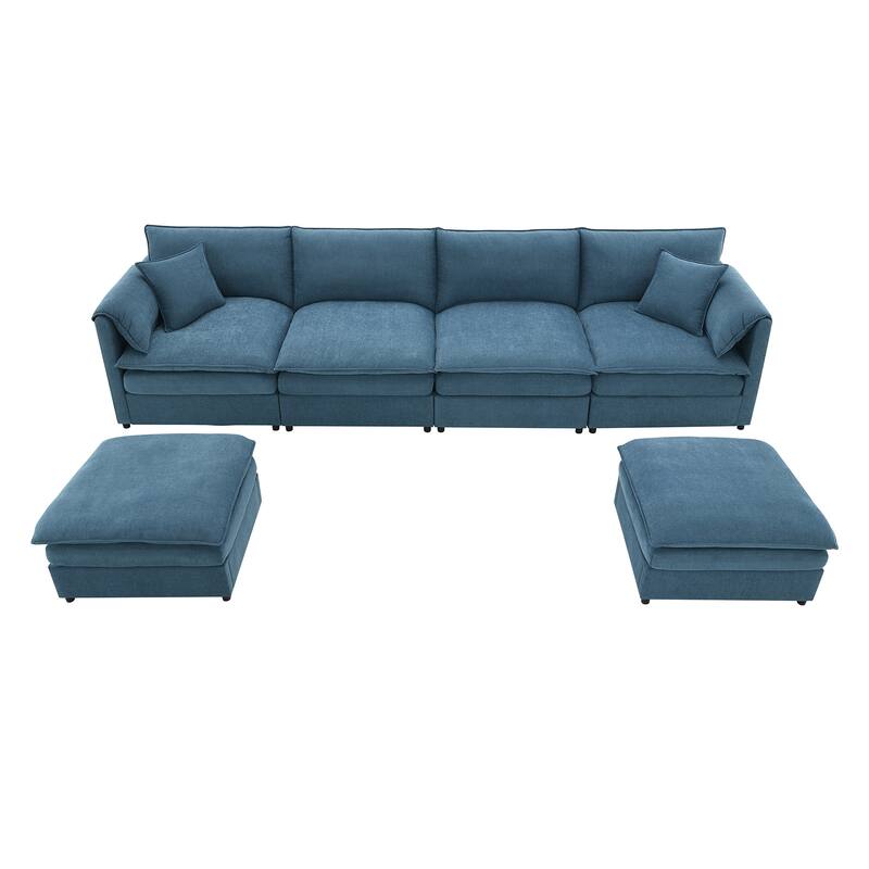 Chenille Modular Sectional Sofa, U Shaped Cloud Couch Set